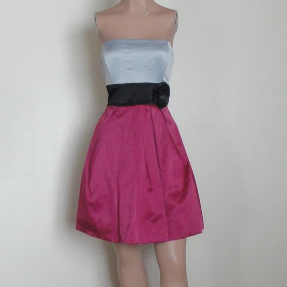 Speechless Strapless Hot Pink & Gray Dress sz 3